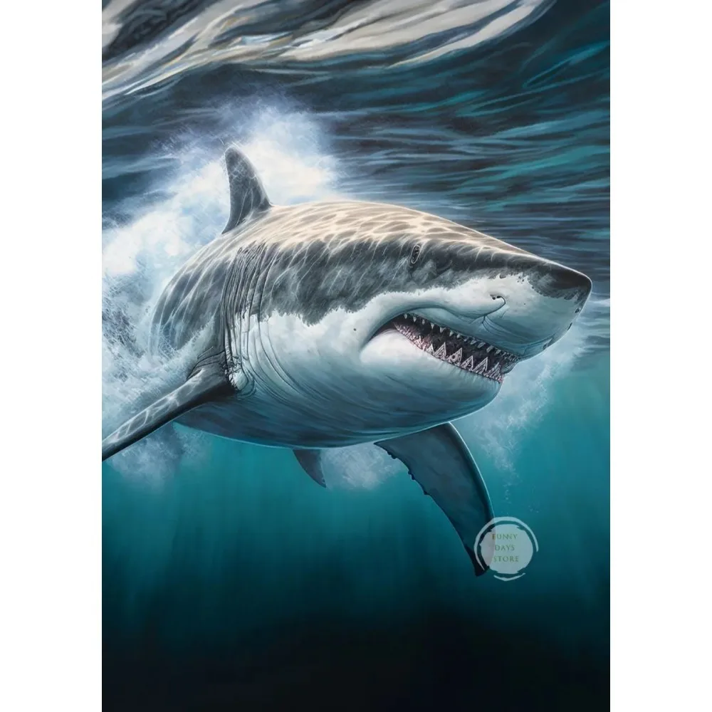 Great White Shark Ocean Giants Canvas Art - Nature Wall Decor Poster