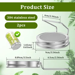 Sprouting Jar Kit with Screen Lids and Stand for Seed Germination and Planting (2pcs sprouting lid)