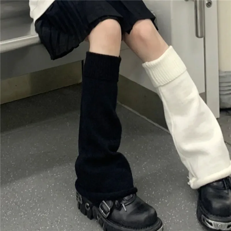 Y2k 겨울 레그 워머, 푹신한 고스 액세서리, 고딕 로리타 니트 긴 양말, 여성 레그 워머, 레이디 양말, 고딕 스타일리시 레깅스