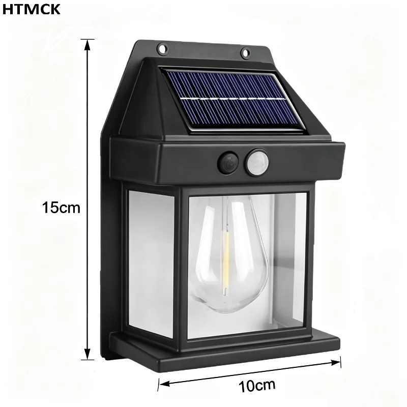 Solar Tungsten Night Lamp, Motion Sensor Wall Lantern Waterproof, Garden Courtyard Decor Lamp