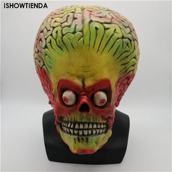 할로윈 마스크 공격 화성 군인 할로윈 마스크, 풀 헤드 라텍스 무서운 외계인 두뇌 파티 마스크, Ufo Mars 코스프레 코스튬 소품
