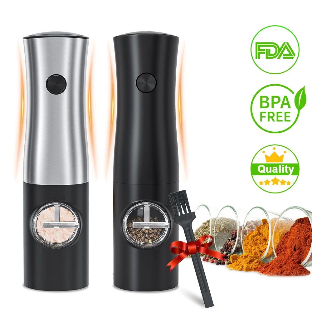Electric Pepper and Salt Grinder Set Automatic Stainless Steel Pepper