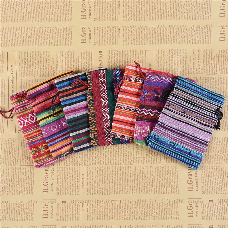 

5 шт./лот 10x14 см, многоразовый холщовый Подарочный пакет на шнурке, мешочки на шнурке для ювелирных украшений, Рождественский льняной Подарочный пакет для хранения