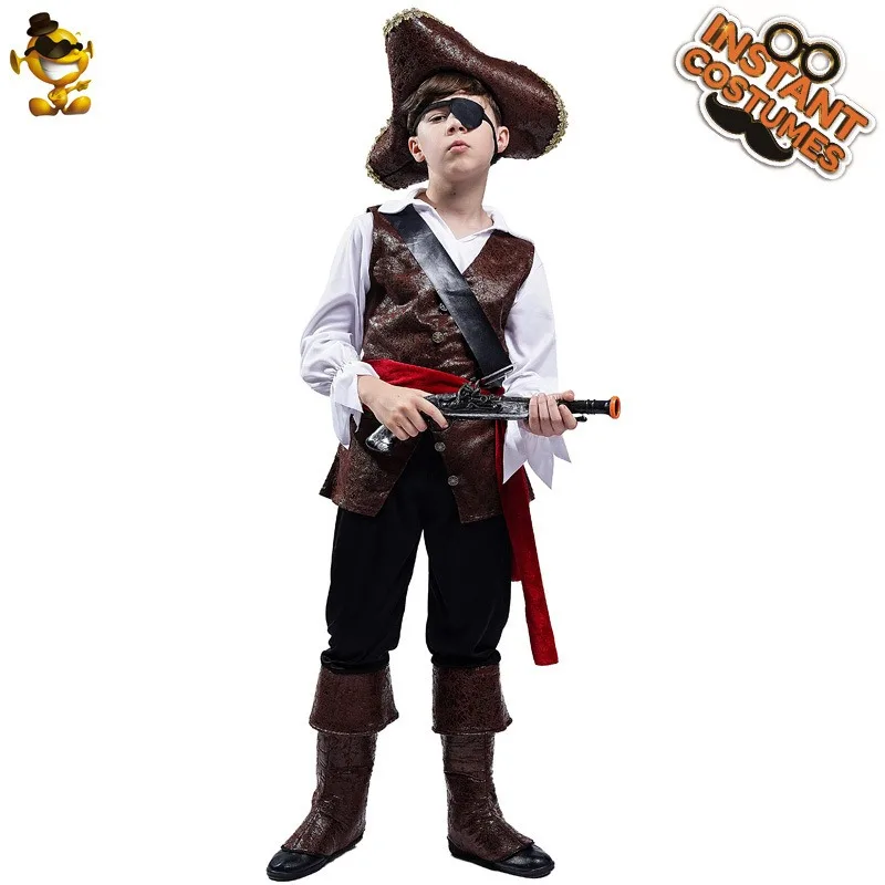 Boys Pirate Costume Children's Male Pirate Captain Cosplay Carnival Party Stage Performance Costume kids cosplay costume