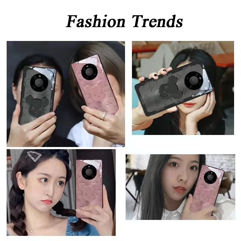Case For iPhone 13 12 11 Pro XS Max X XR 7 8 Plus 3D Stereoscopic Violent Bear Glass Case Lens Protection Anti-drop Back Cover iphone 12 pro max wallet case