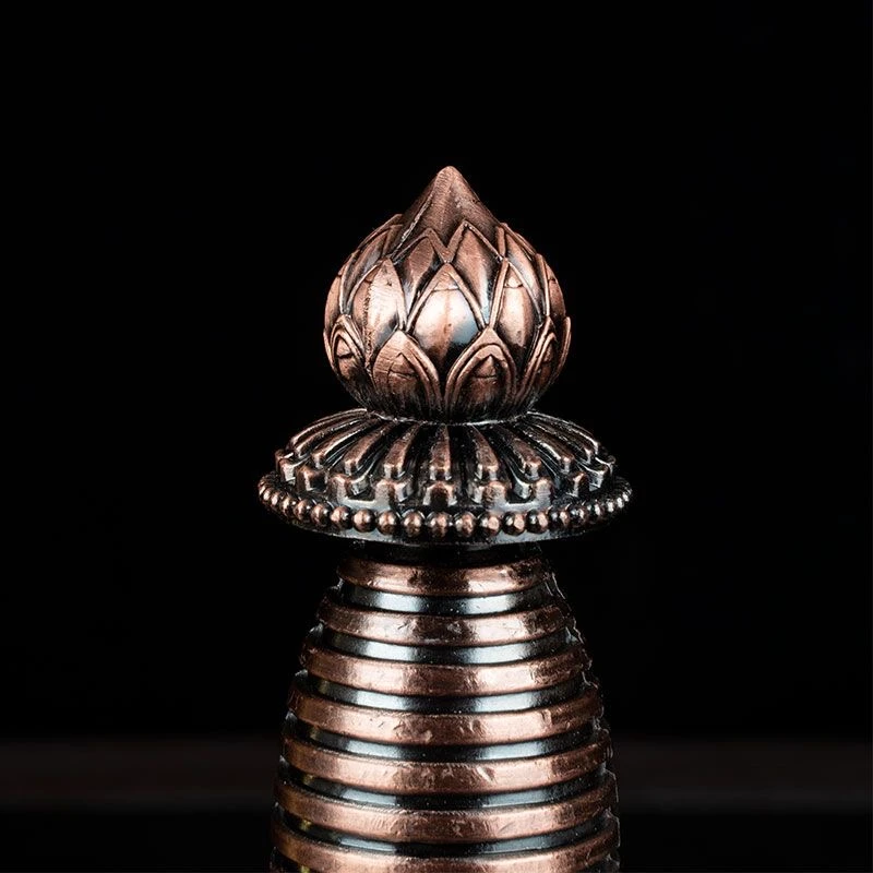 Handicraft Tibetan Bronze Stupa Auspicious Alloy Tantric 15cm Stupa Engraved Buddhist Home Indoor Altars Desktop Decorative 4