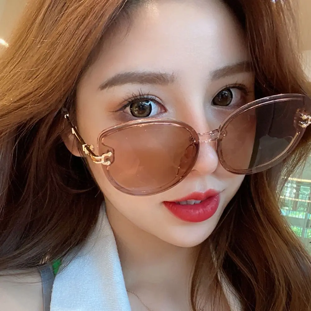 

Dark Brown Sunglasses for Women Korean Style Ultraviolet-proof Black Round Sun Glasses Large Frameworks Eyewear Beach