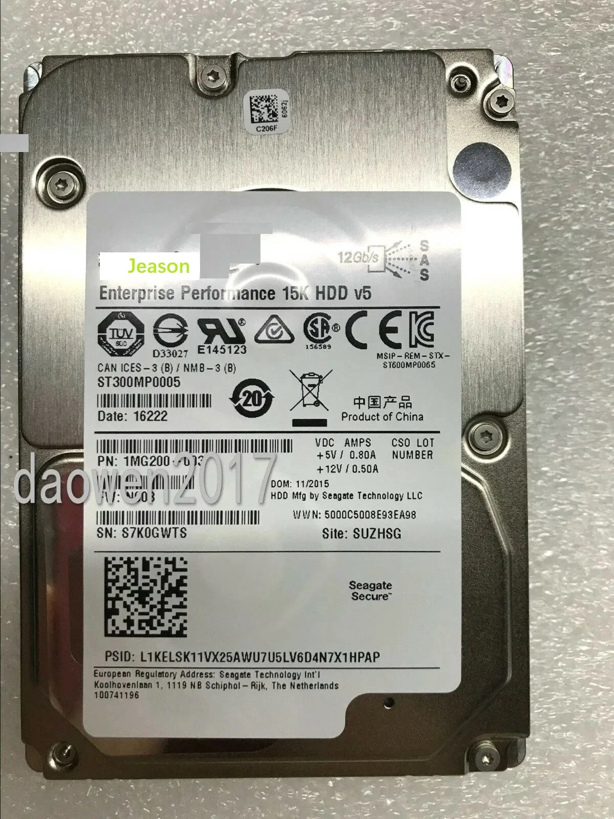 

New For Seagate ST300MP0005 300GB 15K SAS 2.5" 12G HDD Dell 1MG200-151 Hard disk Drive