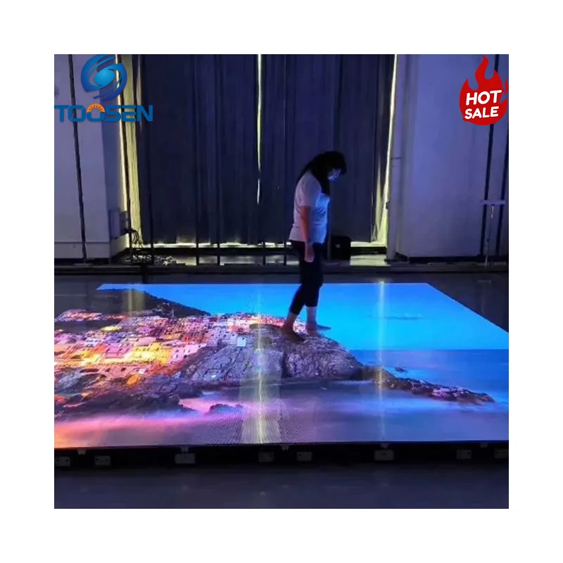 맞춤형 P1.9 P2.5 25 P2.6 실내 인터랙티브 센싱 논슬립 LED 댄스 플로어 디스플레이 패널 몰 부스 플로어 타일 비디오