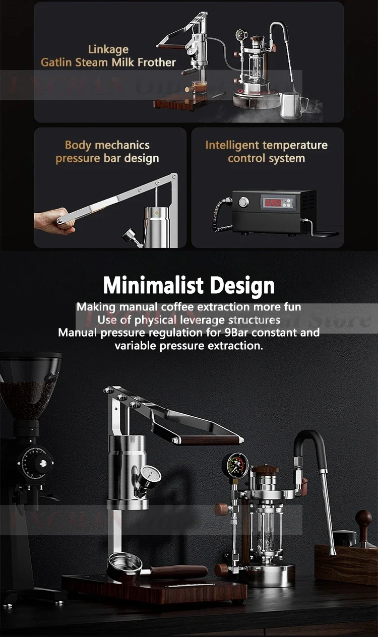HomeWise HPEM-2-P Hand Press Coffee Maker With PID Temperature Control 9 Bar Constant/Variable Pressure Lever Espresso Coffee 2
