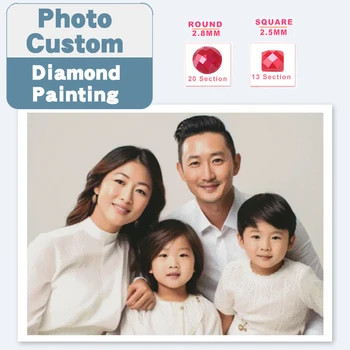 DIY 사진 맞춤형 다이아몬드 페인팅, 풀 스퀘어, 라운드 드릴, 크로스 스티치, 모자이크 다이아몬드 자수, 맞춤형 이미지 아트 데코