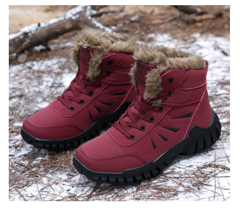 Fujeak Winter Warm Non-slip Snow Boots Tactical Military Boots Desert Combat Boots Waterproof Walking Shoes Cotton Shoes for Men