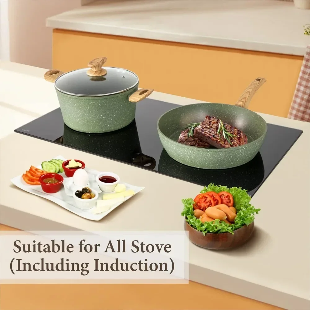 Kitchen Academy Induction Cookware Sets - 12 Piece Green Cooking Pan Set,  12 PCS Cookware Set - AliExpress