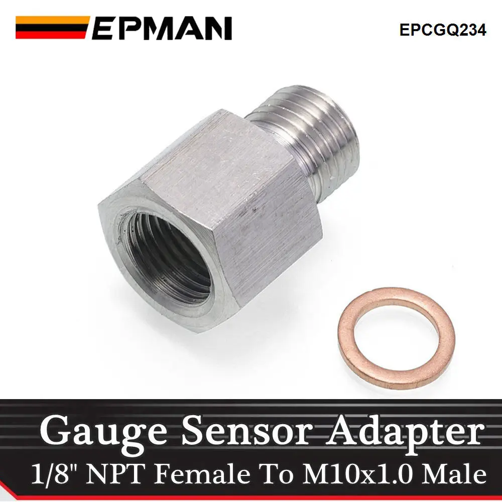 

EPMAN 1/8" NPT Female To Metric M10X1.0 Male Oil Fuel Pressure Sensor Pump Adapter Gauge Sensor Adapter EPCGQ234