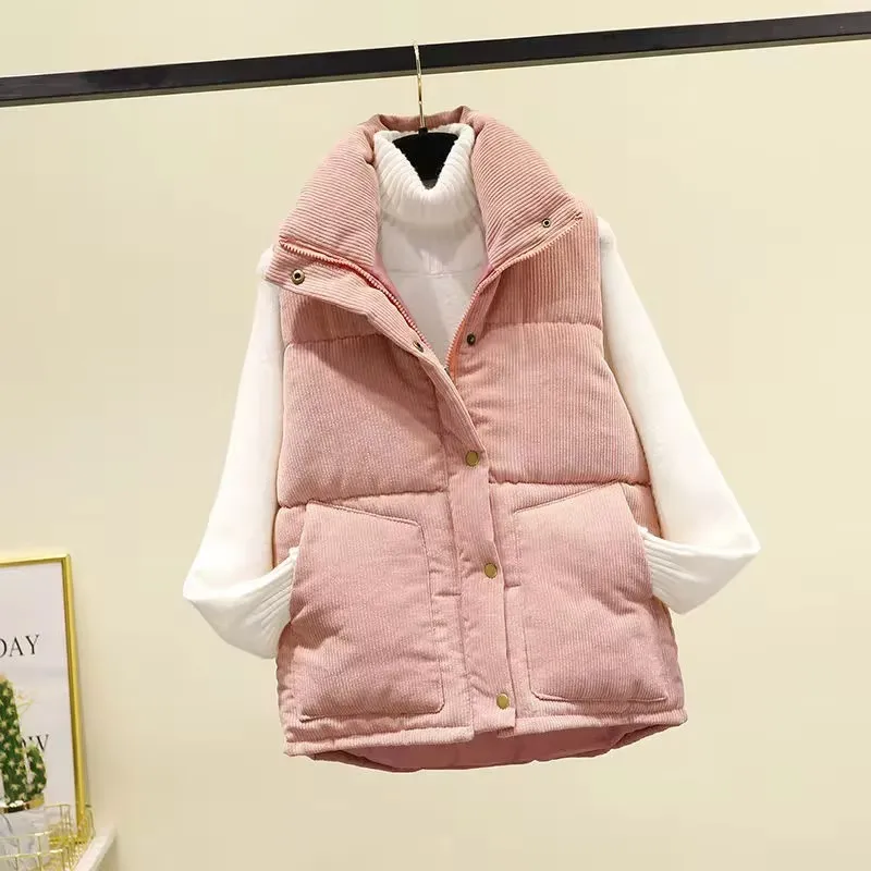 Fall Vests For Women 2025 Trendy Corduroy Warm Sleeveless Jackets Lightweight Winter Collar Button Coats, 01 Black, Small