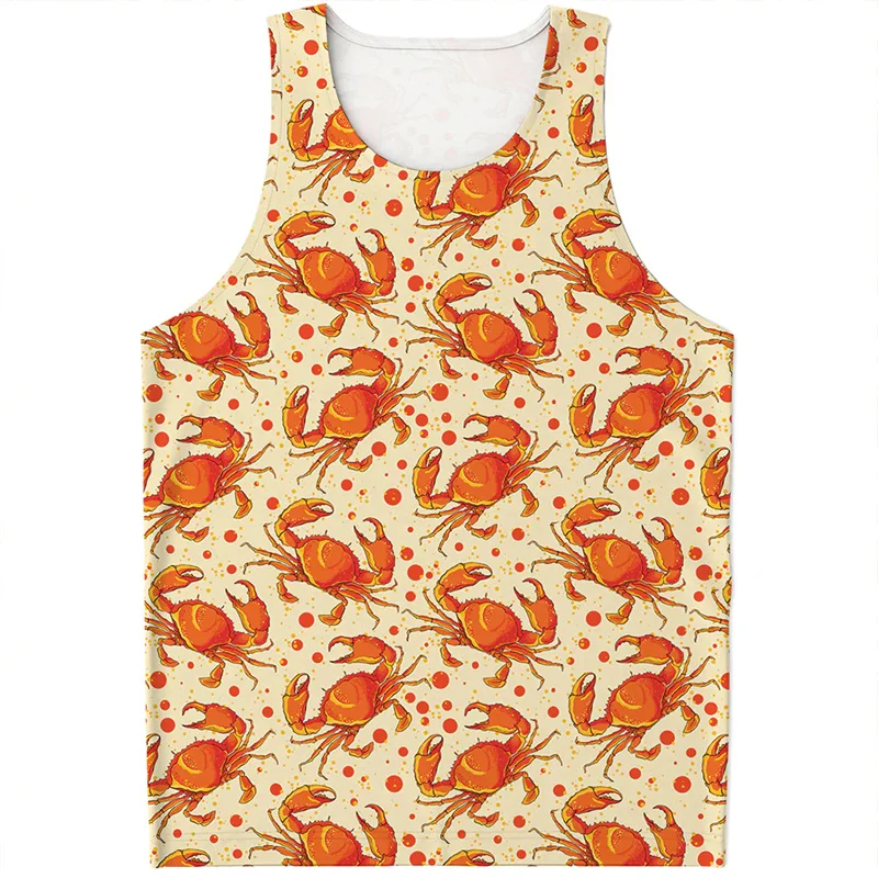 

Cute Colorful Crab Graphic Tank Top For Men 3D Printed Sea Animal Vest Streetwear Loose Waistcoat Quick Dry Kids Sleeveless Tees