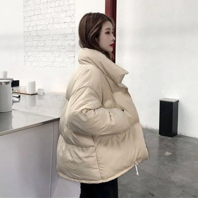 New Women Short Jacket Winter Thick Hooded Cotton Padded Coats Female Korean Loose Puffer Parkas Student Ladies Oversize Outwear