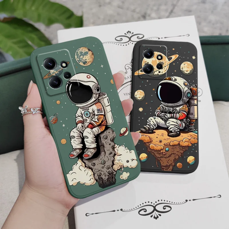 Saturn Cute Child Phone Case For Xiaomi Redmi Note 14 13 12 12S 11 11S 10 10T 10S 9 9S Pro Plus 4G 5G Liquid Silicone Cover phone case phone protector cover
