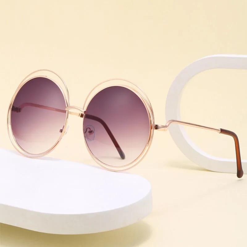 

Wanbopo Vintage Round Big Size Oversized lens Mirror Sunglasses Women Brand Designer Metal Frame Lady Sun Glasses Lady Cool