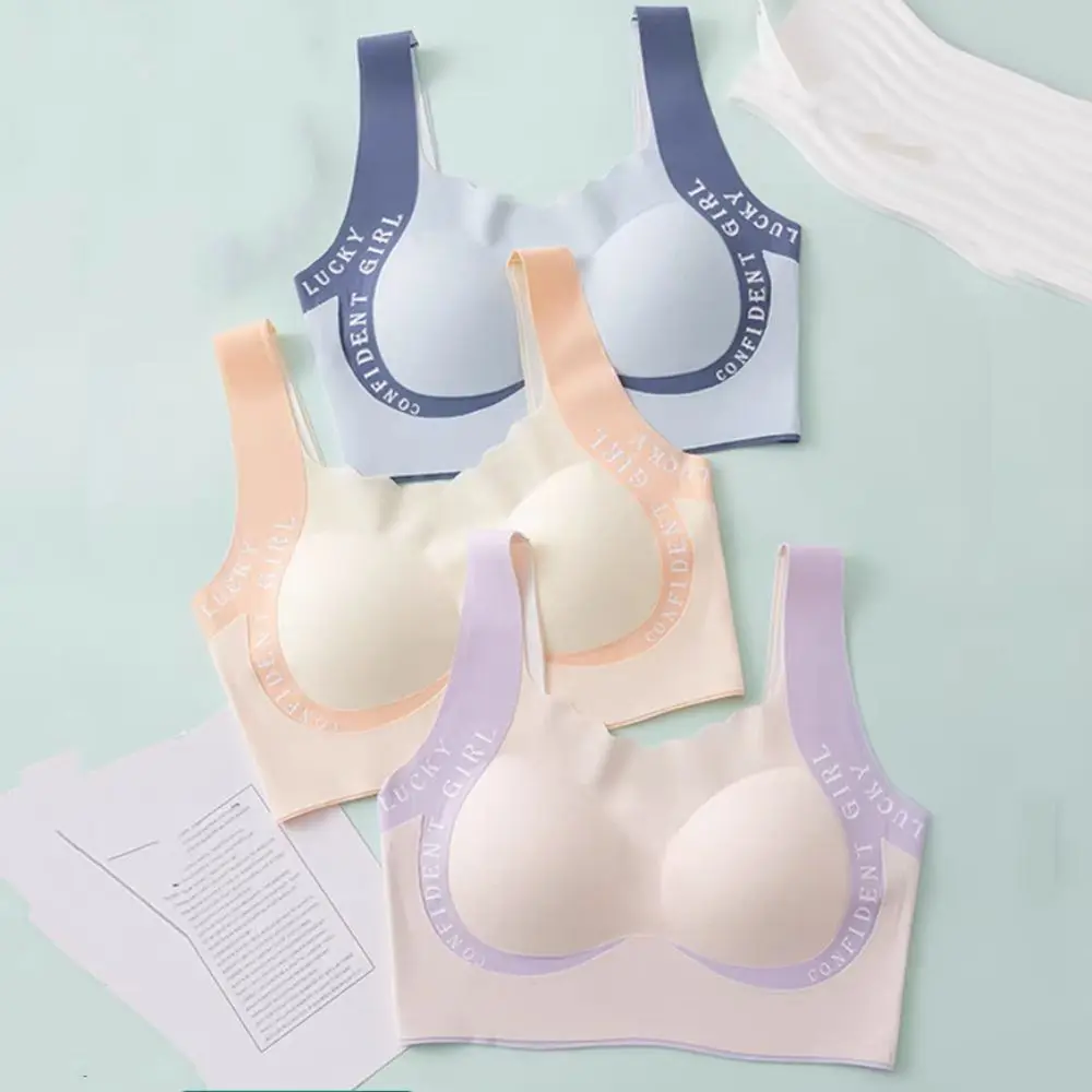 Breathable Letter Girls Wireless Bra Seamless Lingerie Teens Push Up Bra Soft Support Sweet Underwear Women Daily