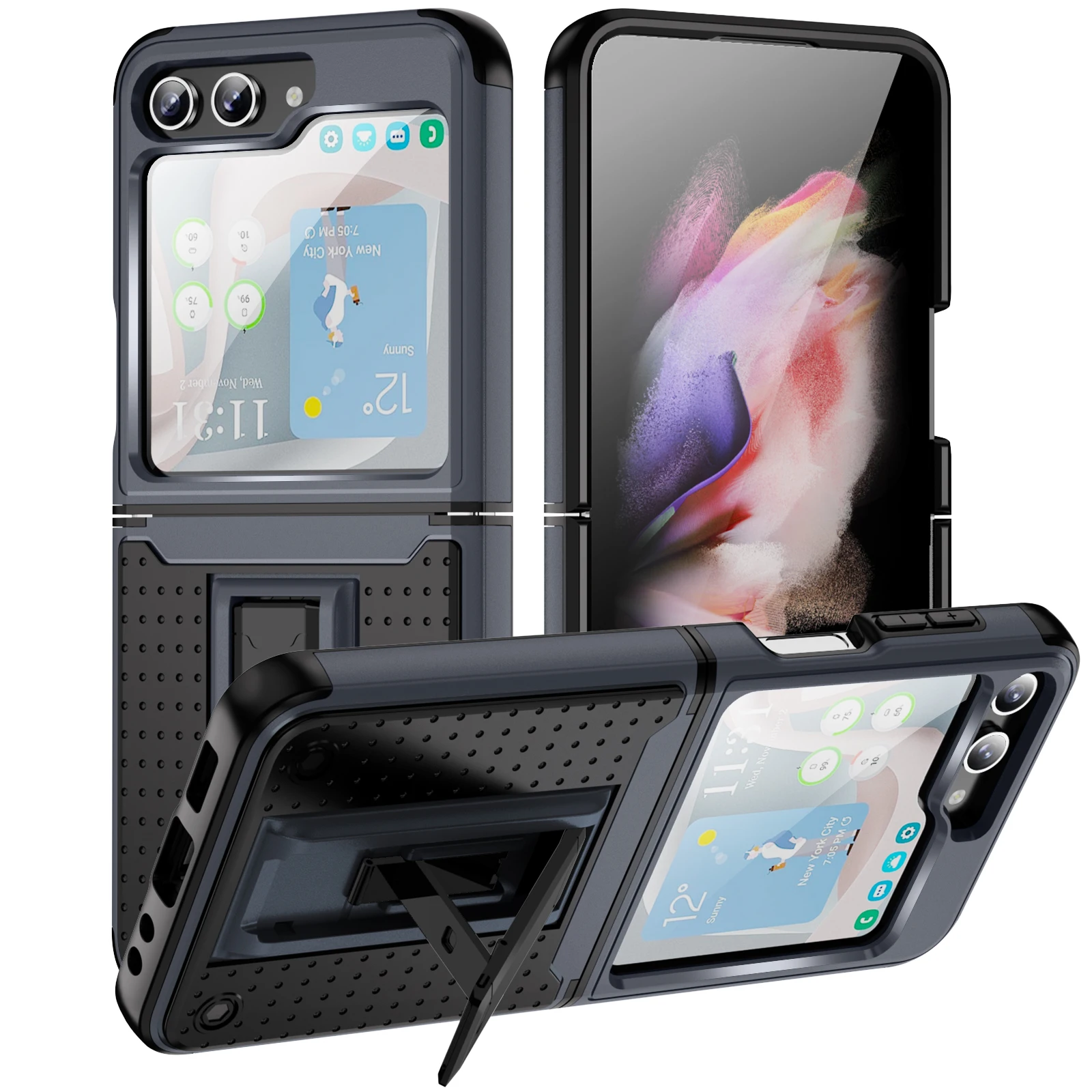 Custodia Per Telefono Con Supporto Per Samsung Galaxy Z Flip 5 5G Flip5 Flip4 Flip3 Flip 3 4 Zflip5 Accessori Per Telefoni Cover Pieghevoli Protettive