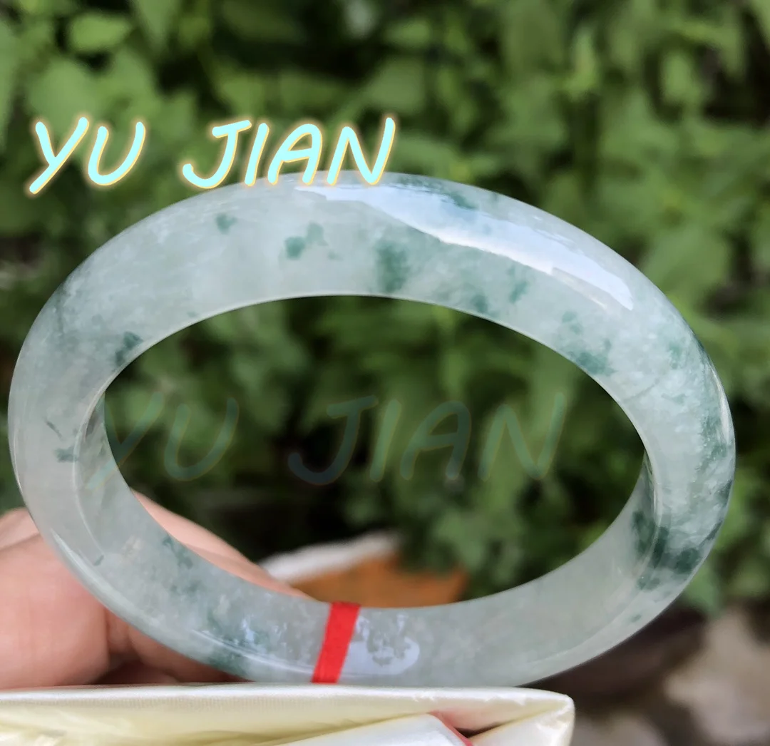 

New Rare Original Ecological Pattern Emerald Bracelet Ice Glutinous Floating Flower Perfect Jade Bangles Handring Jewellry