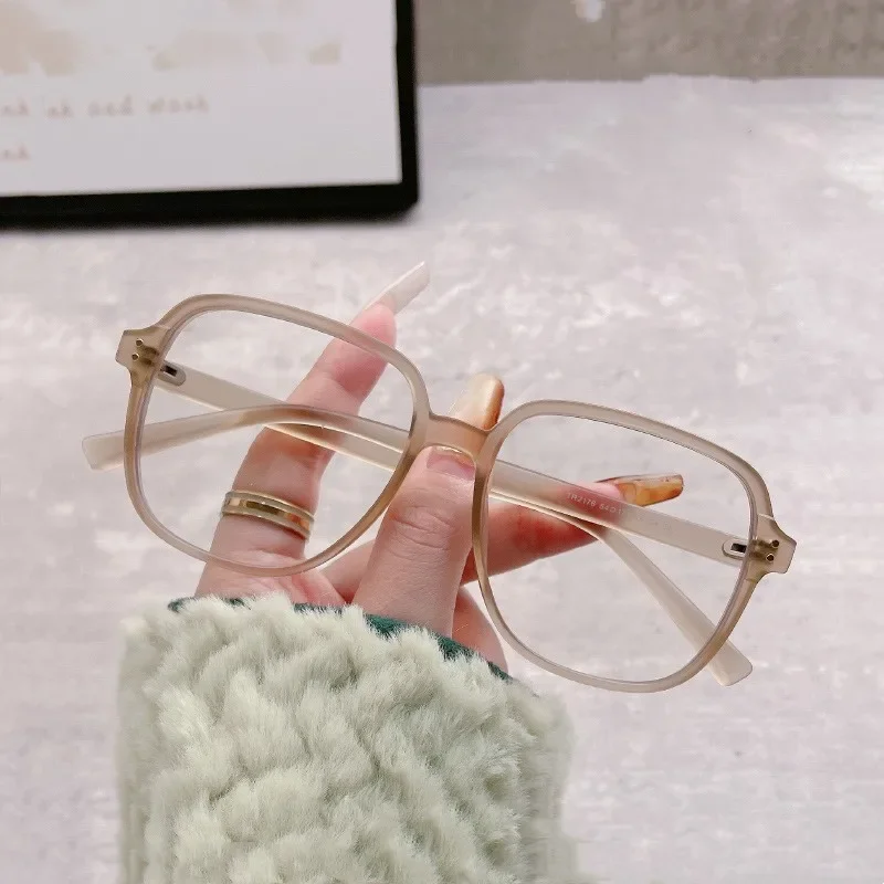Chic Ultra-Light Matte Tea Eyeglasses for Women - Fashionable Anti-Blue Light Large Frame Eyewear