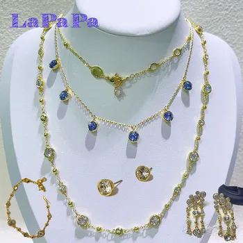 2025 Original Fashion Water Drop Stackable Necklace Earrings Bracelet High Jewelry Set Charming Amber Romantic for Women Gift 1