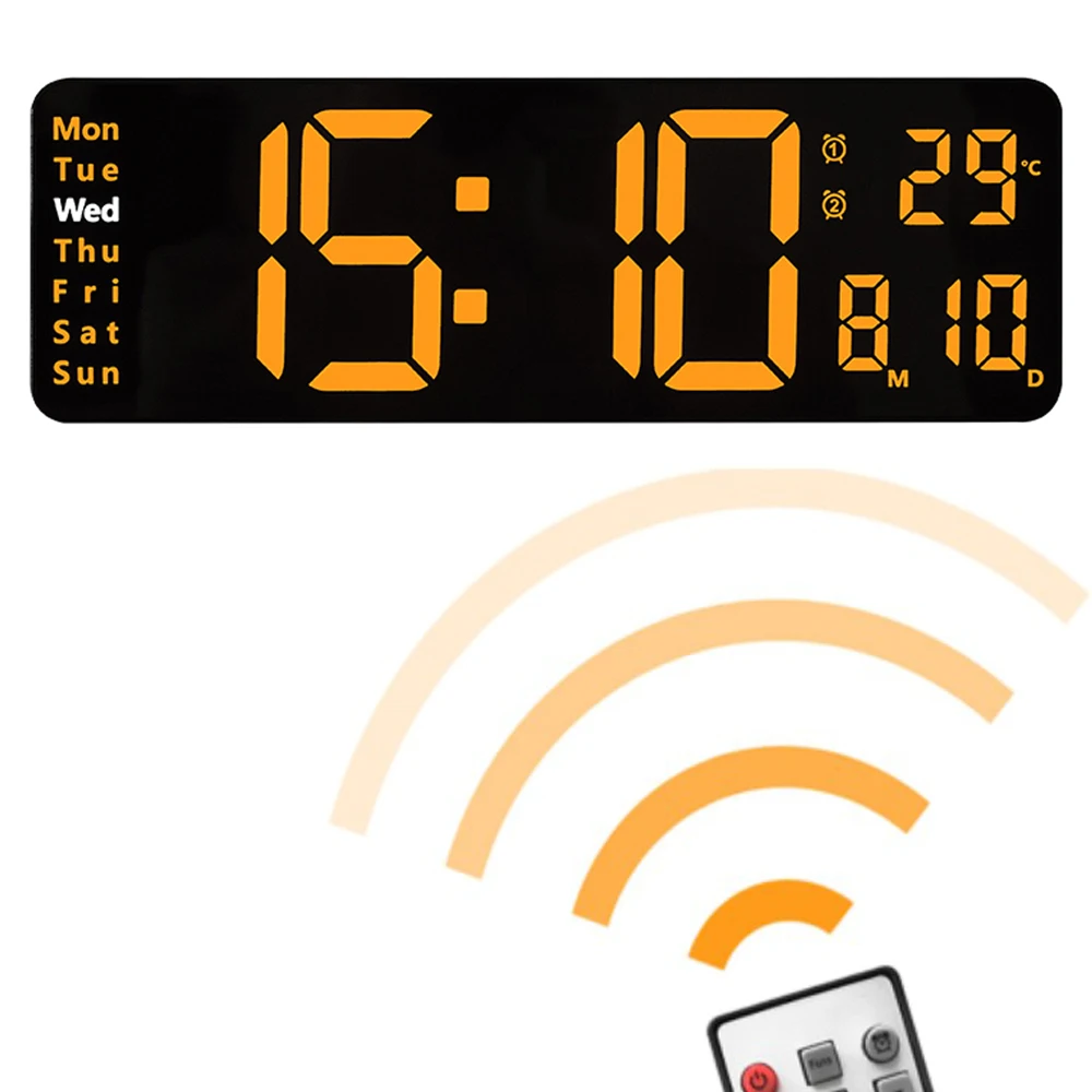 Big Digital LED Wall Alarm Clock with Calendar and Temperature Display for Bedroom Living Room Table Desktop Decoration digital wall clock