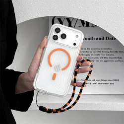 Premium Military Grade Noctilucent Phone Case with Wrist Strap and MagSafe Compatibility - iPhone 15 (Orange)