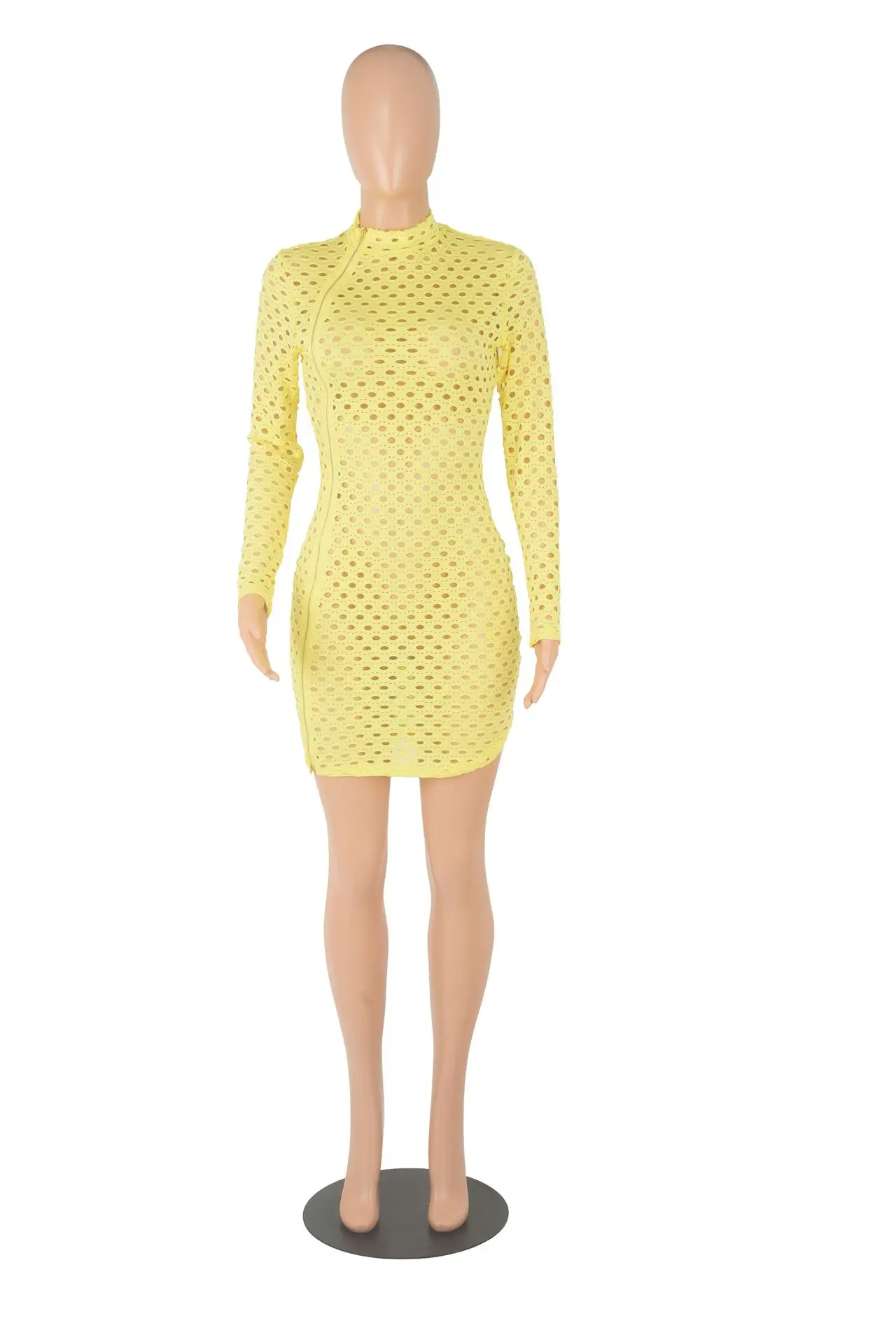 Através de Roupas Oco para Fora Sexy Fishnet Manga Longa Mini Vestido Feminino Zíper Dividir Bodycon Vestidos Festa Clubwear Primavera Ver 5 Computers & Electronics