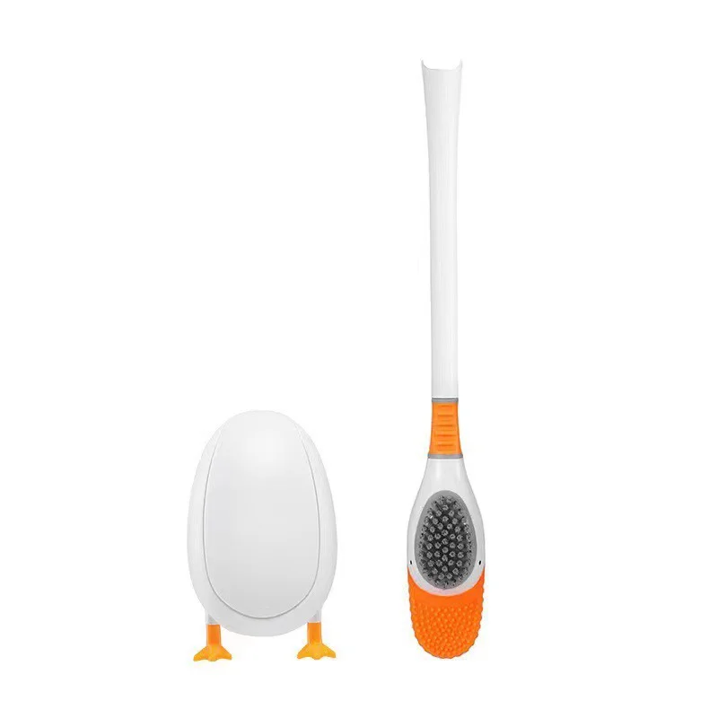 2X-Silicone Toilet Brush with Toilet Brush Holders Diving Duck Cleaning  Brush