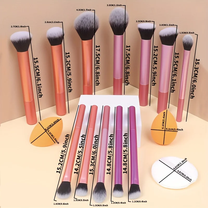 12-Piece Professional Makeup Brush Set with Versatile Application Tools