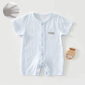 AYNIGIELL 2025 New Summer Baby Clothing Newborn Boys Girls Short-sleeved Cartoon Print Clothing Baby Jumpsuit 0-18Month