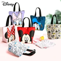 Disney Mickey Mouse Donald Duck Lunch Bag Canvas Shoulder Bag Korean Women Kids Lunchbox Picnic Supplies Insulated Cooler Bags 4