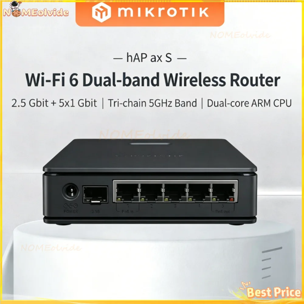 마이크로틱 E62iugs-2axd5axt 기가비트 Hap Ax S 무선 라우터 Wifi6 트리플 체인 5GHz 라디오 듀얼 밴드 Wi-Fi 6 2.5G SFP