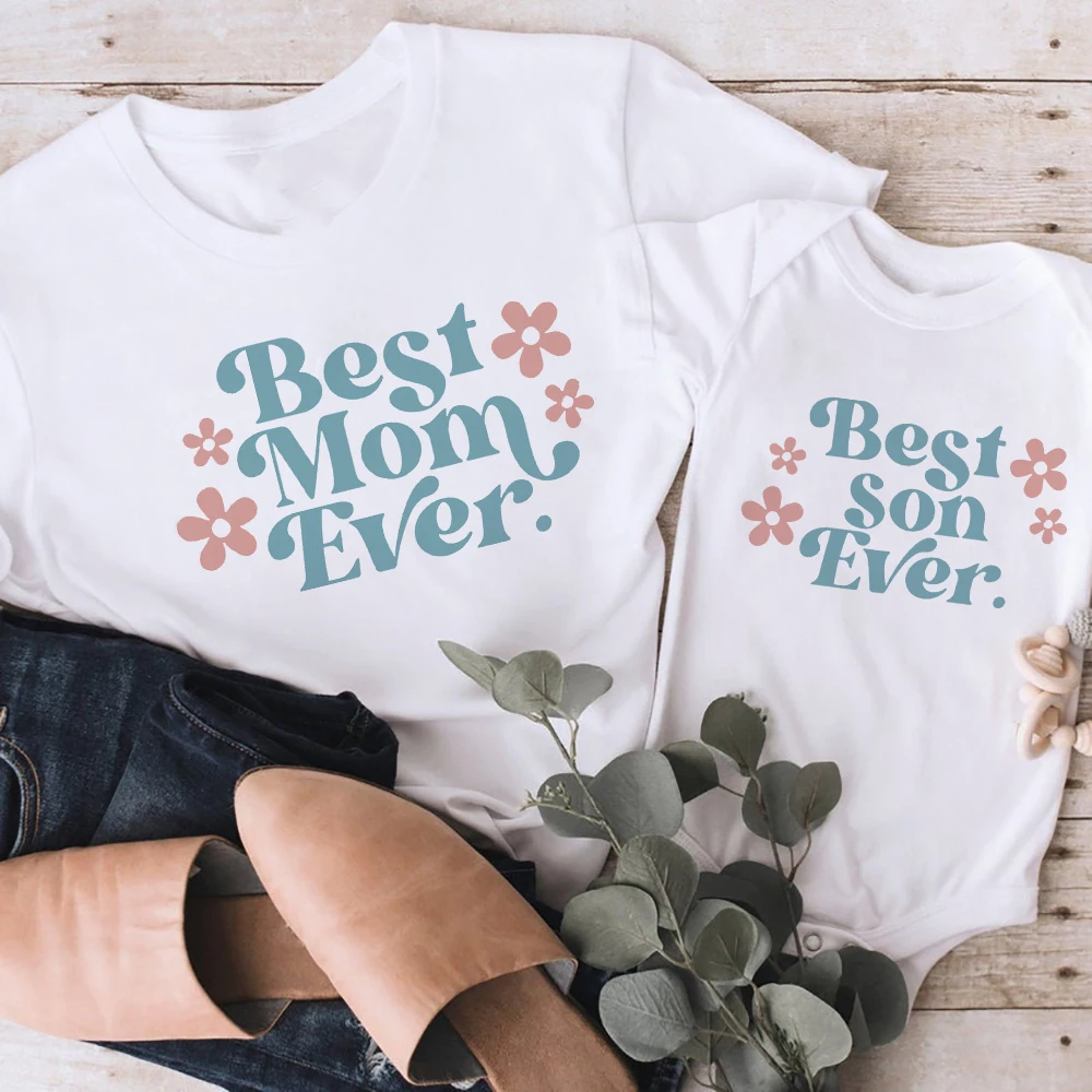 Best Mom Ever Mom Shirt Best Son Ever T-Shirt Per Bambini Camicie Abbinate Alla Famiglia Vintage Retro Mommy And Me Top Tees