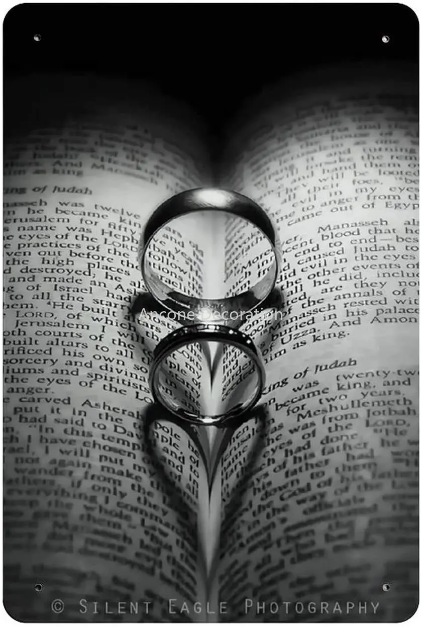 

Wedding Rings Metal Tin Sign, Vintage Plaque Poster Garage Bar Home Wall Decor 8 X 12 Inches