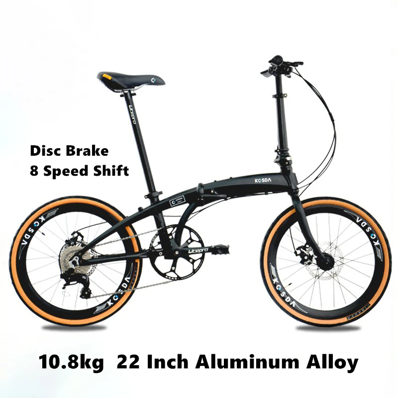 Vélo pliant ultraléger en alliage d'aluminium pour adulte, bicyclette portable à vitesse variable avec frein à disque, 22 pouces, 451