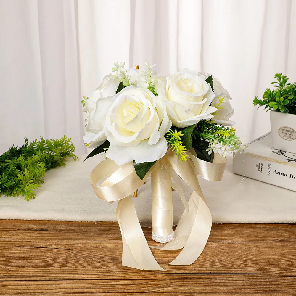 Western Style Wedding Bouquet Silk Flower Simulation Rose Bouquet Small Size New Sen Style Bride