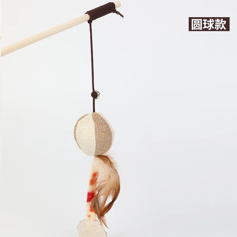 Cartoon Pet Cat Toy Stick Feather Rod Mouse Toy with Mini Bell Cat Catcher Teaser Interactive Cat Toy Kitten игрушки для кошек 