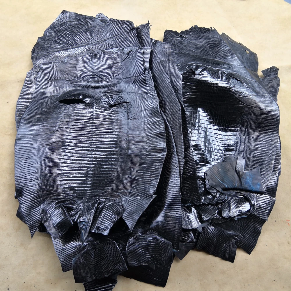 Description Picture 2 of itemGenuine Lizard Skin, Natural Leather Hides, Craft Material for Wallet, Handbag, Watch Band, Black, 25-30 X (18-20)cm, 0.6mm