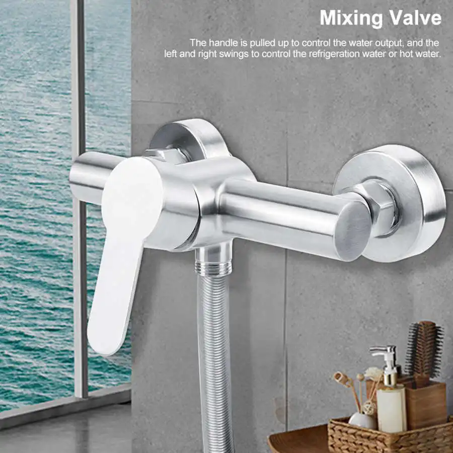 304-Stainless-Steel-Shower-Faucet-Bathroom-Hot-Cold-Mixer-Water-Tap ...