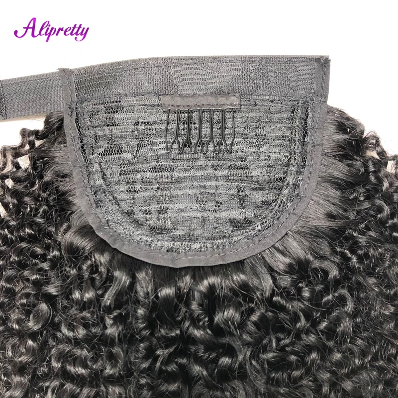 Afro Kinky Curly Human Hair Extensions Ponytail for Women