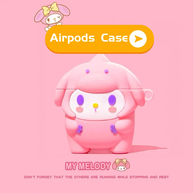 

New Sanrio My Melody Pom Pom Purin Bluetooth-compatible Earphone Set Silicone PVC Soft Earphone Case for AirPods 1 2 3 Pro Cover