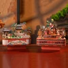NEW DIY Wooden Music Box Model Building Kits Grand View Garden 3D Puzzle With Lights for Friends Birthday Gifts Home Decoration 1