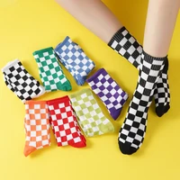 Children Socks Checkboard Harajuku Street Fashion Black White Squares Pattern Plaid Novelty Funny Cotton Sock For Boys and Girls 1