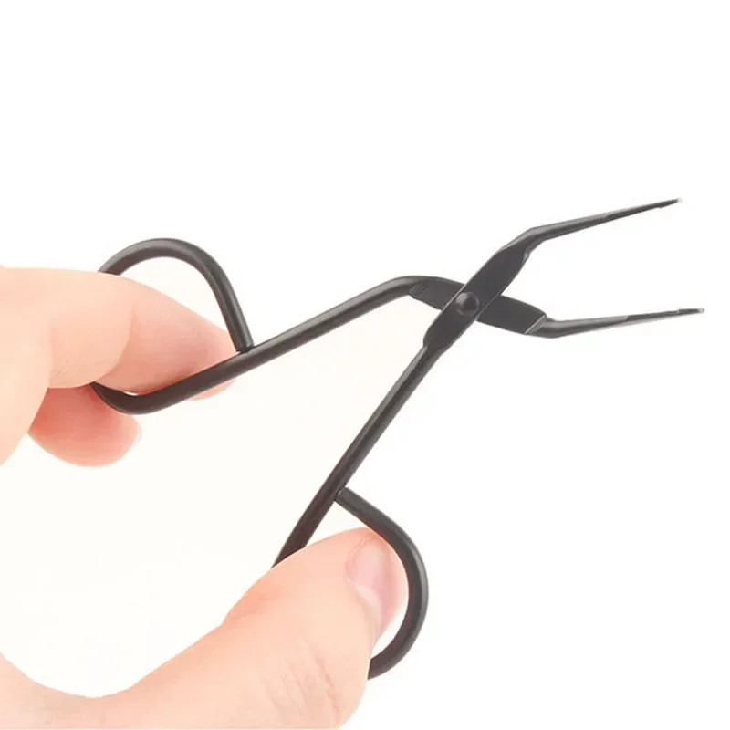 Professional Eyebrow Pliers Clips Stainless Steel Elbow Eyebrow Pliers Clip Scissor Tweezers Makeup Beauty Tool Straight Pointed