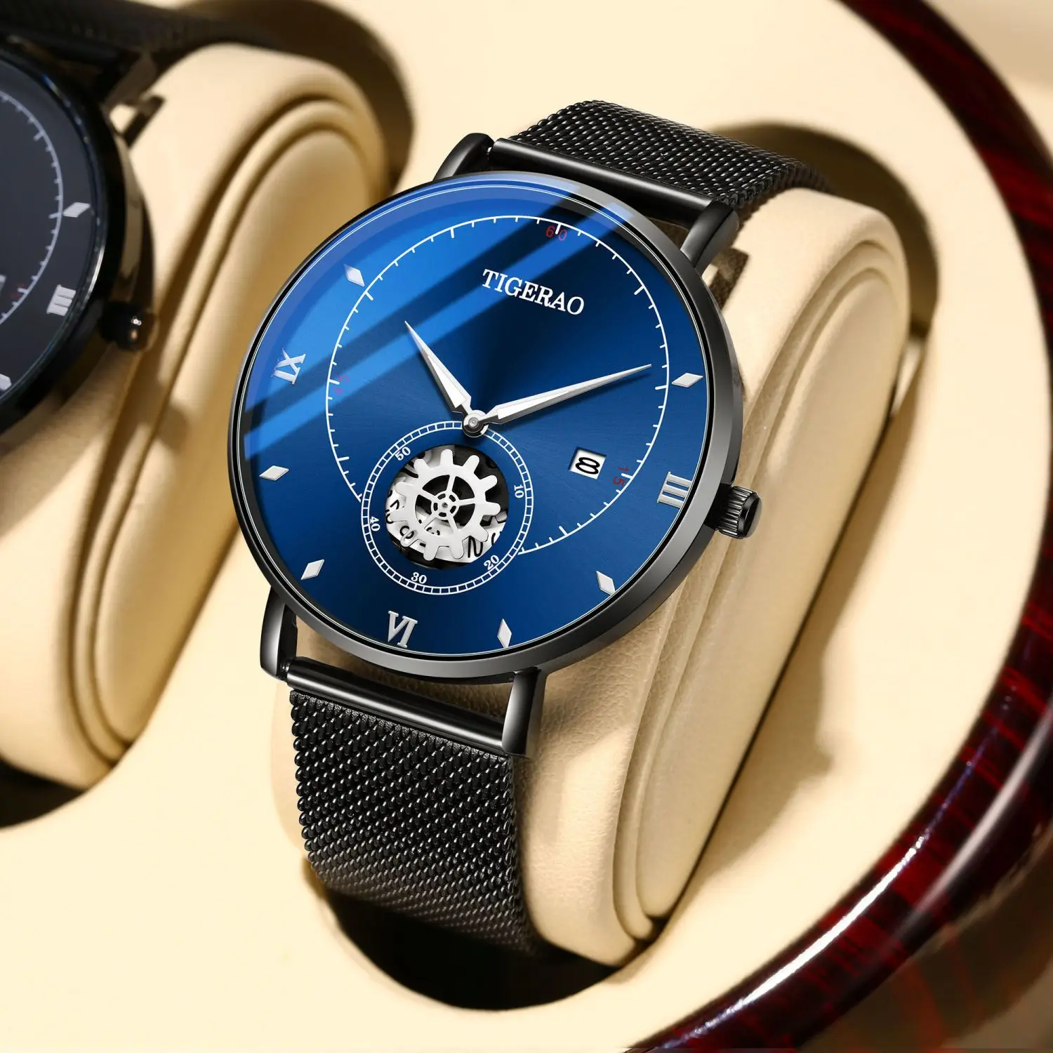 Fashion Watches Mens Calendar Watch Men Business Stainless Steel Mesh Belt Quartz Wrist Watch Male Clock relogio masculino
