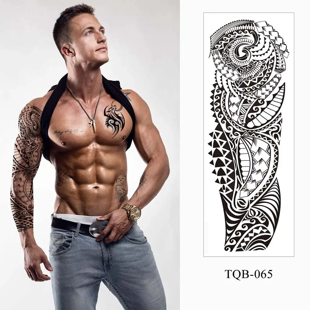 Temporary Tattoos Men's Temporary Tattoos Large Arm Sleeve Tattoo Sticker Dragon Tiger Fish Full Skull Totem Wolf Waterproof Fake Tatoo For Women